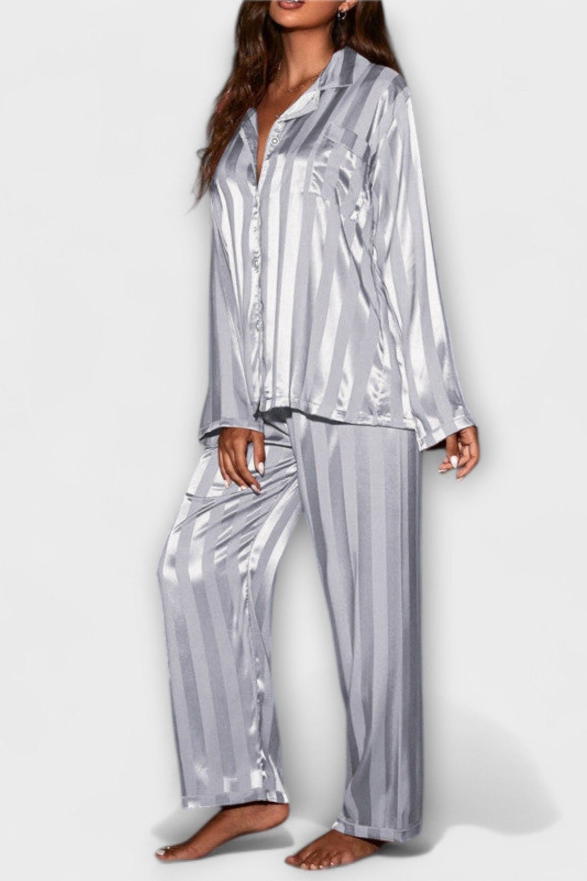 Laura | Satin-Look-Hemd & Hose Set