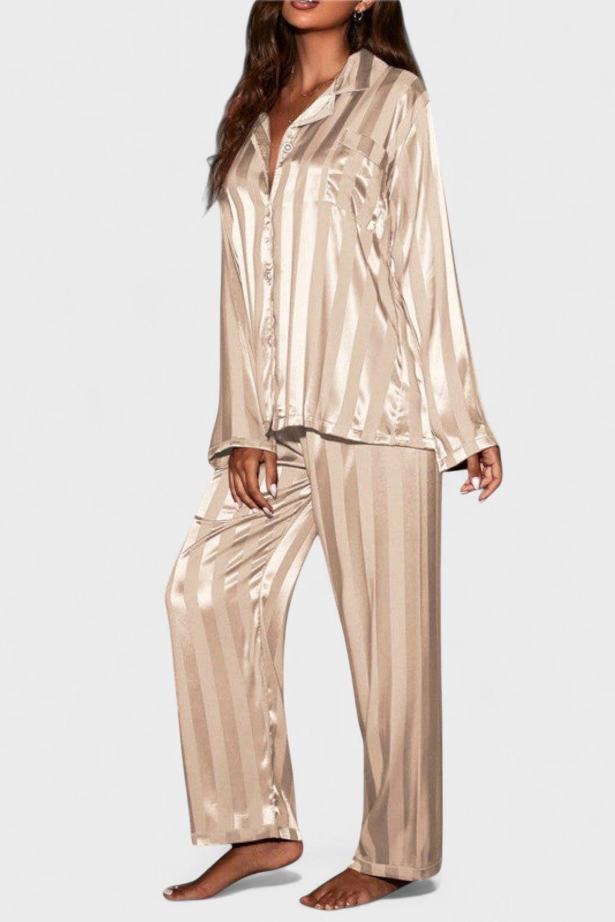 Laura | Satin-Look-Hemd & Hose Set