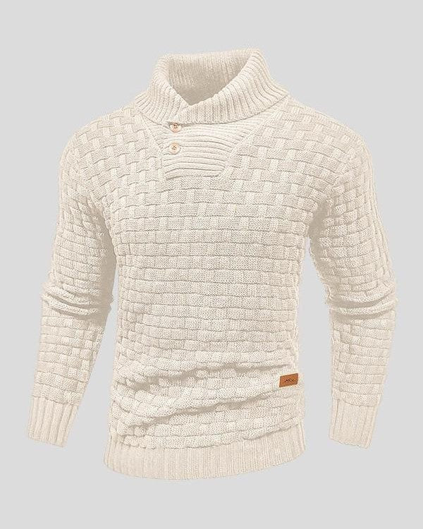 Lennart | Schwarzer Strukturpullover mit Knopfkragen