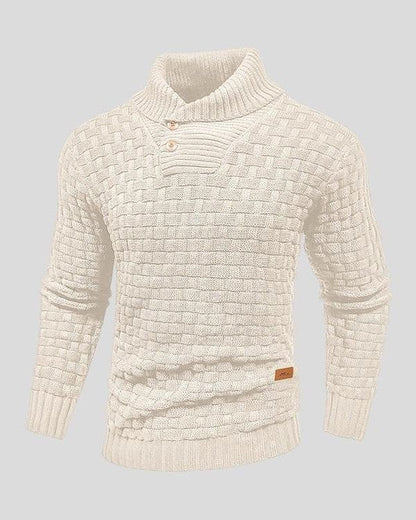 Lennart | Schwarzer Strukturpullover mit Knopfkragen