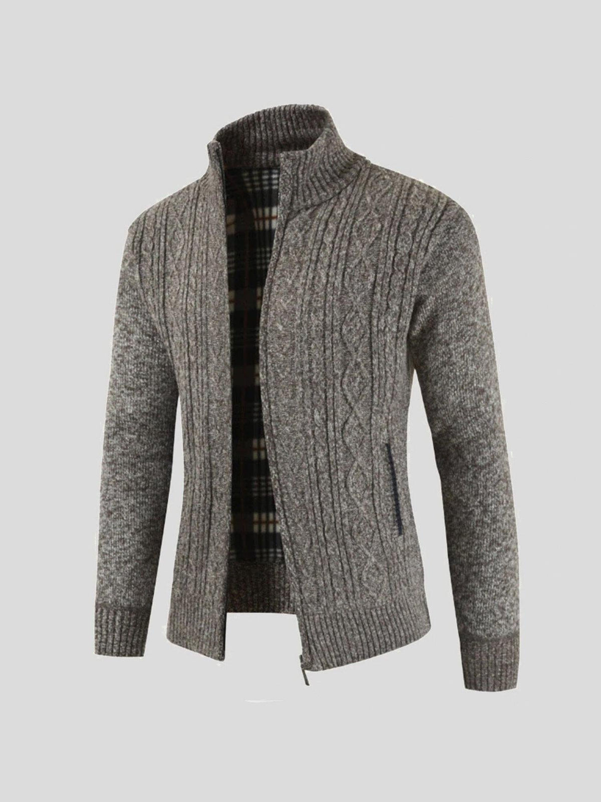 Lars | Graue Strickjacke mit Reißverschluss