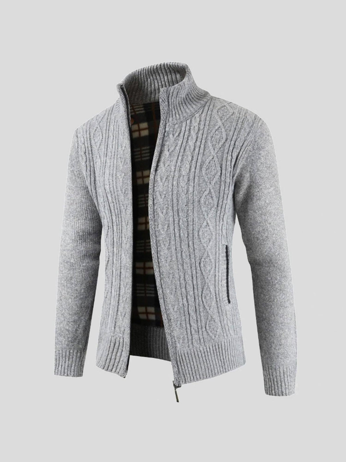Lars | Graue Strickjacke mit Reißverschluss