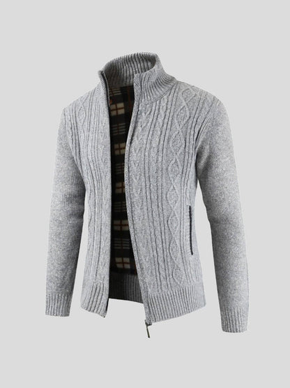 Lars | Graue Strickjacke mit Reißverschluss
