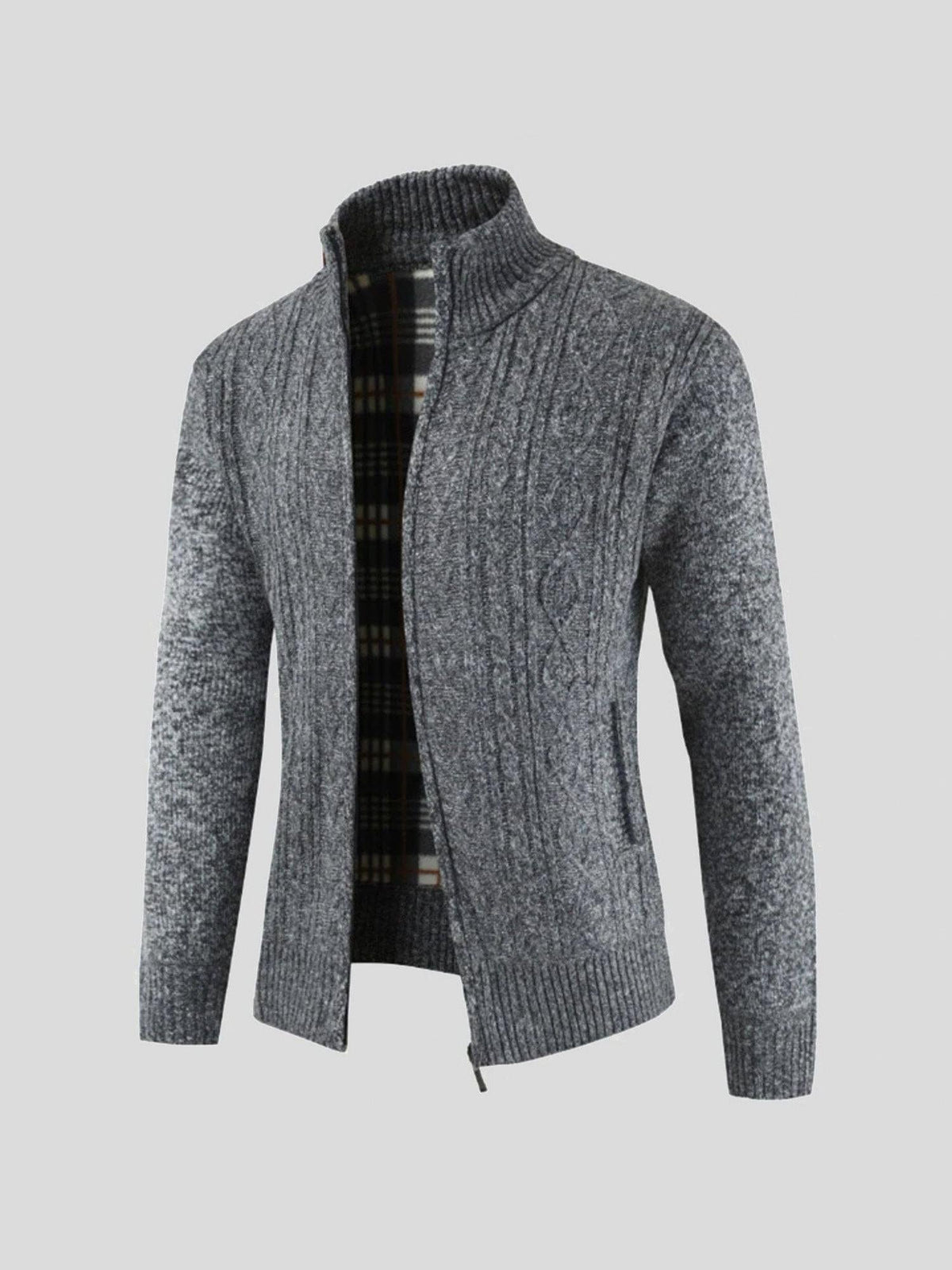 Lars | Graue Strickjacke mit Reißverschluss