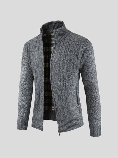 Lars | Graue Strickjacke mit Reißverschluss