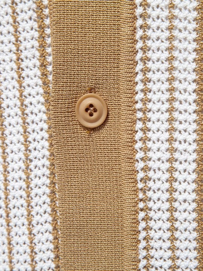 Lars | Gestreiftes Strick-Poloshirt mit Knopfleiste