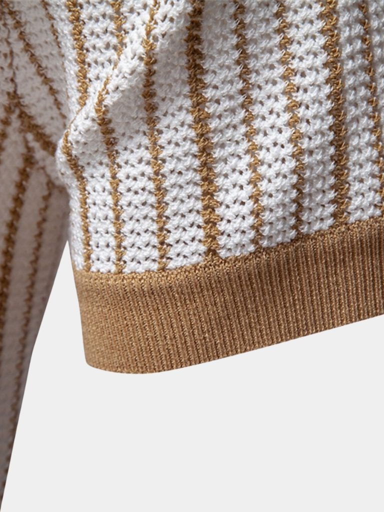 Lars | Gestreiftes Strick-Poloshirt mit Knopfleiste
