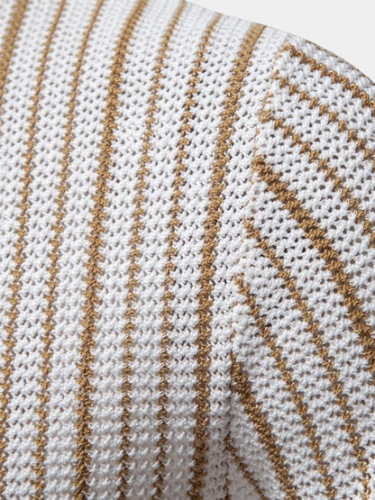 Lars | Gestreiftes Strick-Poloshirt mit Knopfleiste
