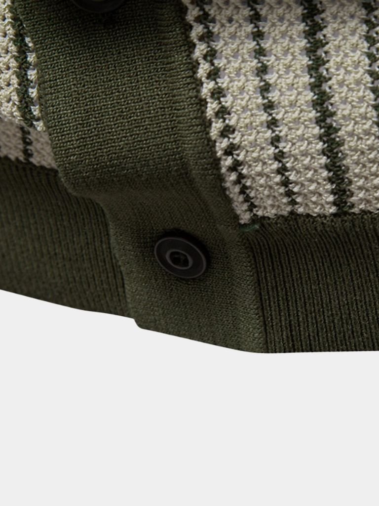 Lars | Gestreiftes Strick-Poloshirt mit Knopfleiste