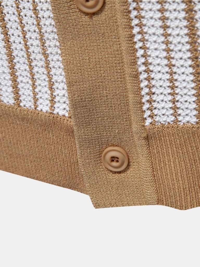 Lars | Gestreiftes Strick-Poloshirt mit Knopfleiste