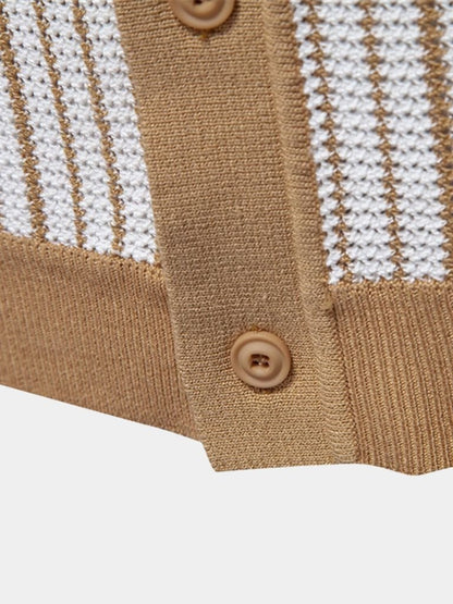 Lars | Gestreiftes Strick-Poloshirt mit Knopfleiste