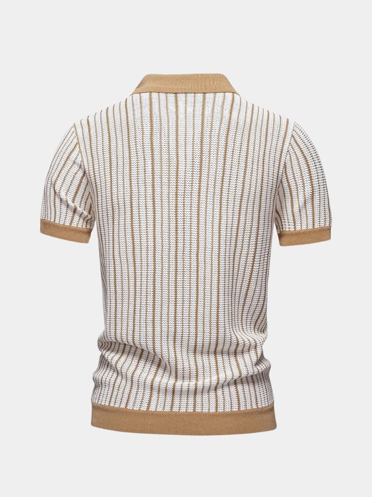Lars | Gestreiftes Strick-Poloshirt mit Knopfleiste