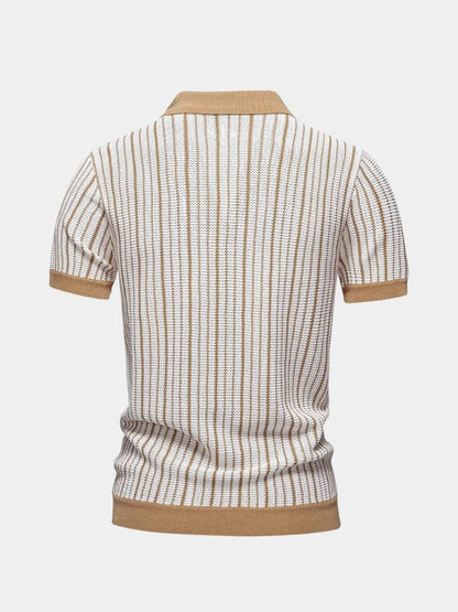 Lars | Gestreiftes Strick-Poloshirt mit Knopfleiste