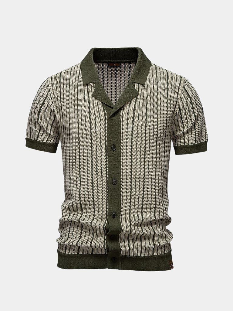 Lars | Gestreiftes Strick-Poloshirt mit Knopfleiste