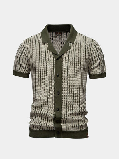 Lars | Gestreiftes Strick-Poloshirt mit Knopfleiste