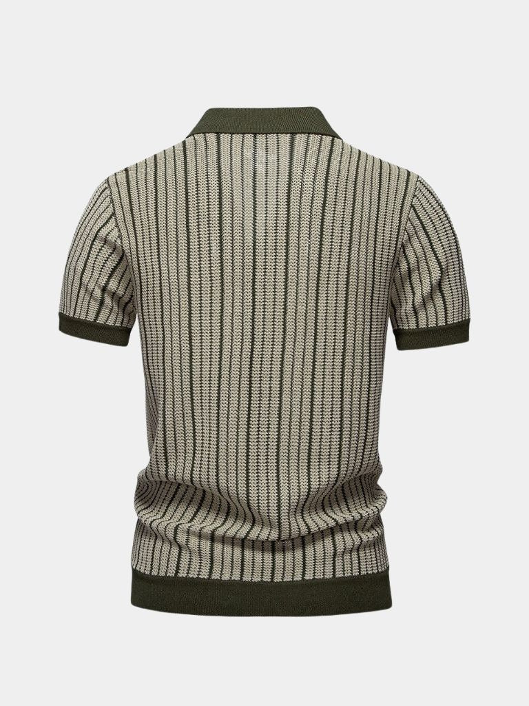 Lars | Gestreiftes Strick-Poloshirt mit Knopfleiste