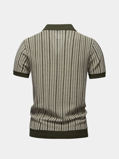 Lars | Gestreiftes Strick-Poloshirt mit Knopfleiste