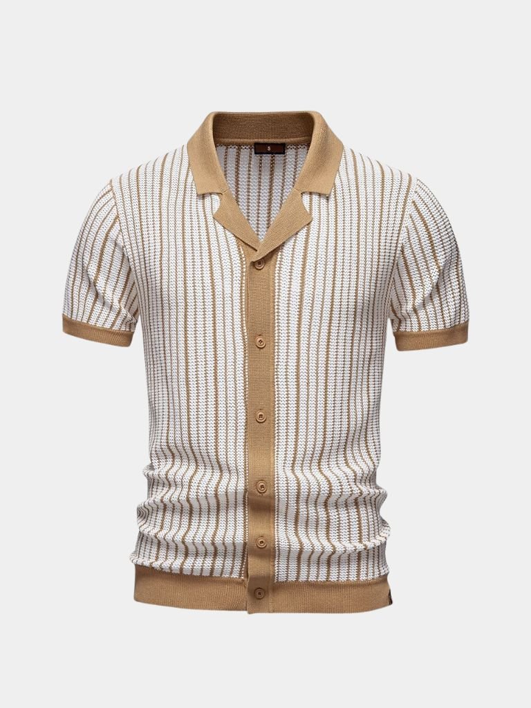 Lars | Gestreiftes Strick-Poloshirt mit Knopfleiste