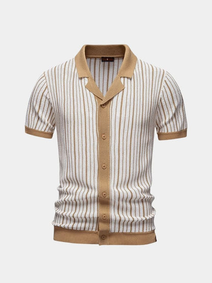 Lars | Gestreiftes Strick-Poloshirt mit Knopfleiste