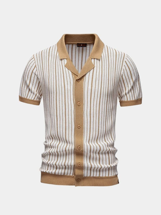 Lars | Gestreiftes Strick-Poloshirt mit Knopfleiste