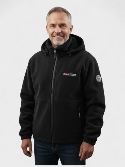Lars | Beige Fleecejacke mit Kapuze