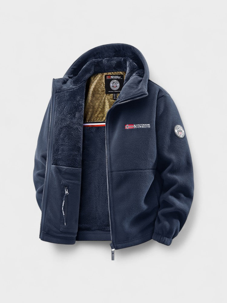 Lars | Beige Fleecejacke mit Kapuze