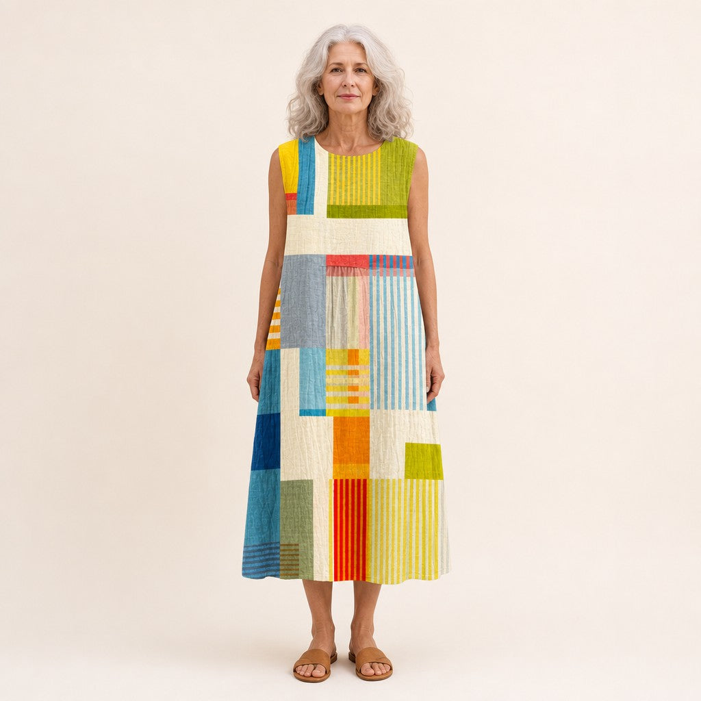 Editha | Ärmelloses Sommerkleid mit Farbfeldern