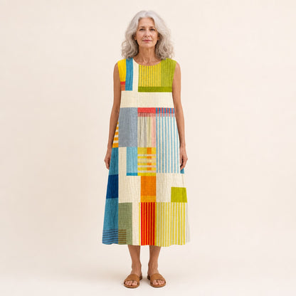 Editha | Ärmelloses Sommerkleid mit Farbfeldern