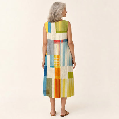 Editha | Ärmelloses Sommerkleid mit Farbfeldern
