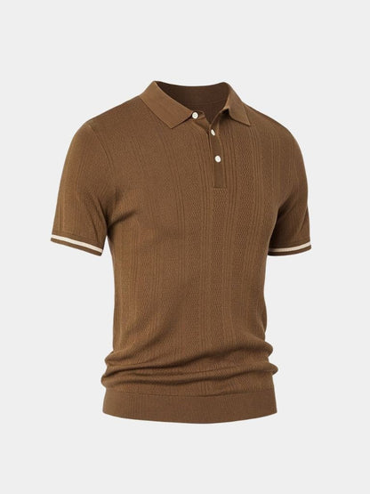 Leo | Braunes Poloshirt mit Struktur