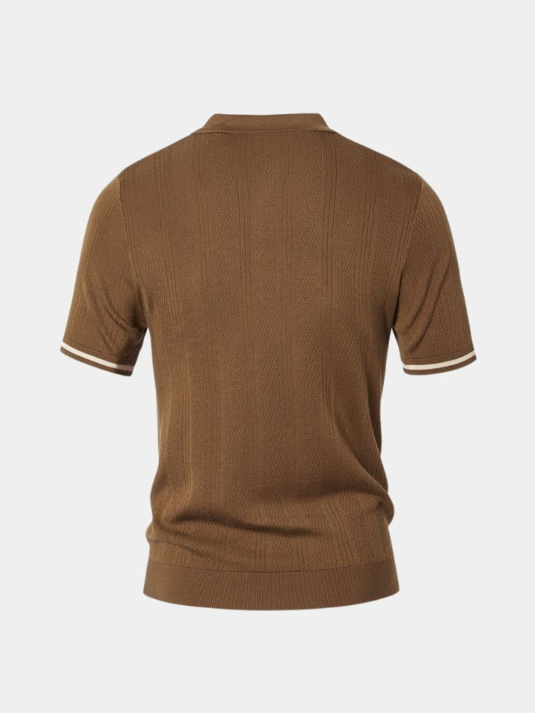Leo | Braunes Poloshirt mit Struktur