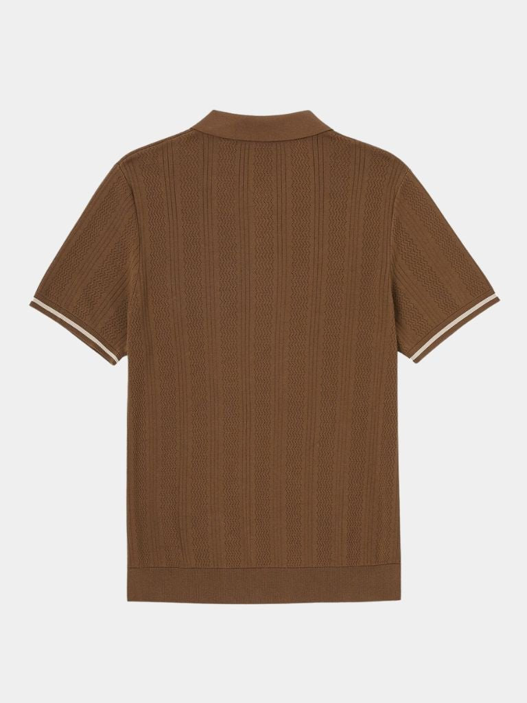 Leo | Braunes Poloshirt mit Struktur