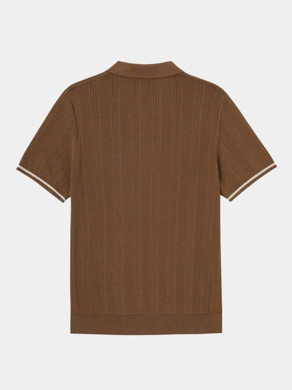 Leo | Braunes Poloshirt mit Struktur