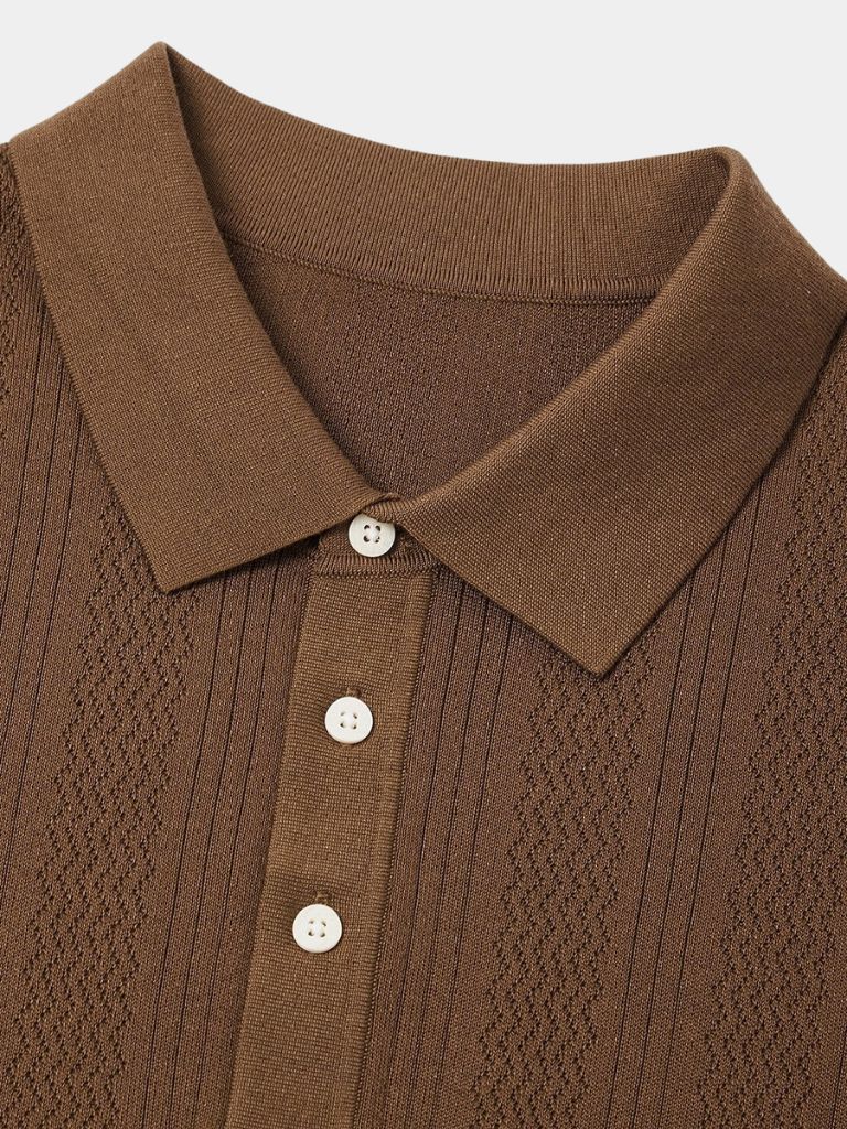 Leo | Braunes Poloshirt mit Struktur
