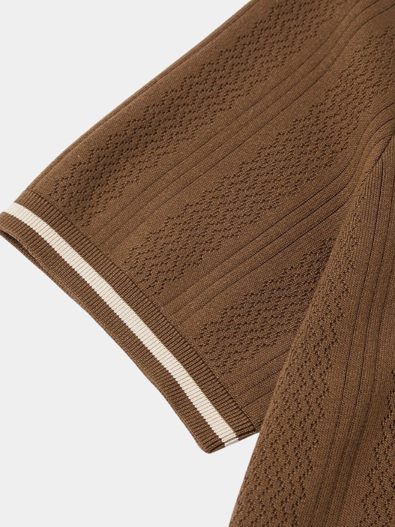 Leo | Braunes Poloshirt mit Struktur