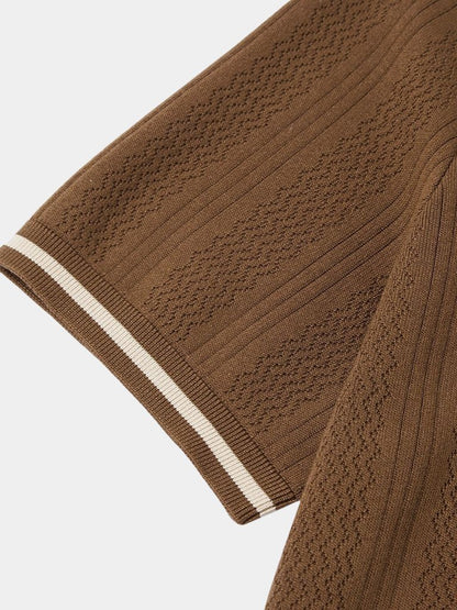 Leo | Braunes Poloshirt mit Struktur