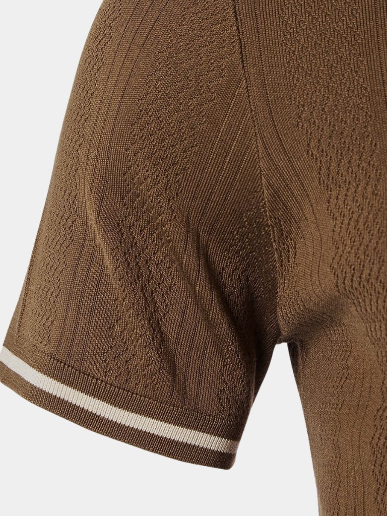 Leo | Braunes Poloshirt mit Struktur