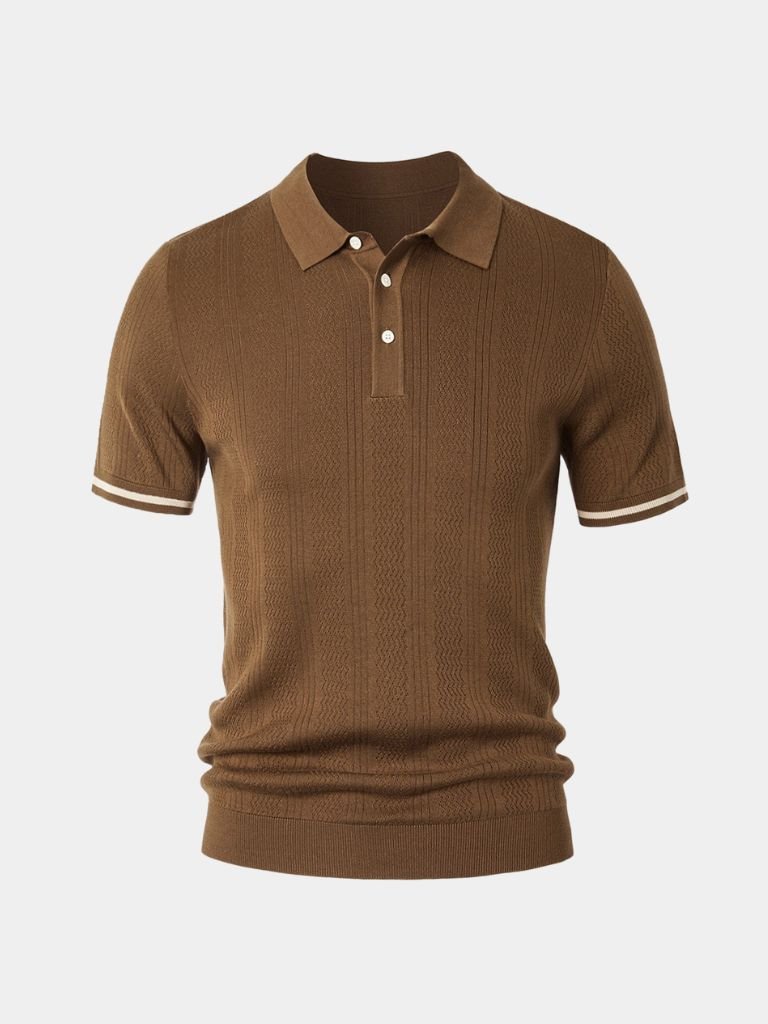 Leo | Braunes Poloshirt mit Struktur