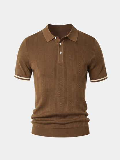 Leo | Braunes Poloshirt mit Struktur