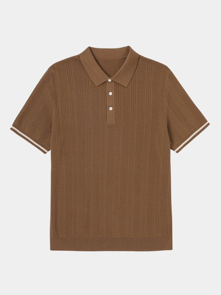 Leo | Braunes Poloshirt mit Struktur