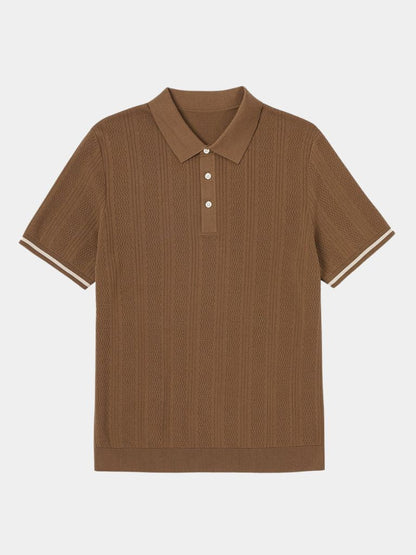 Leo | Braunes Poloshirt mit Struktur