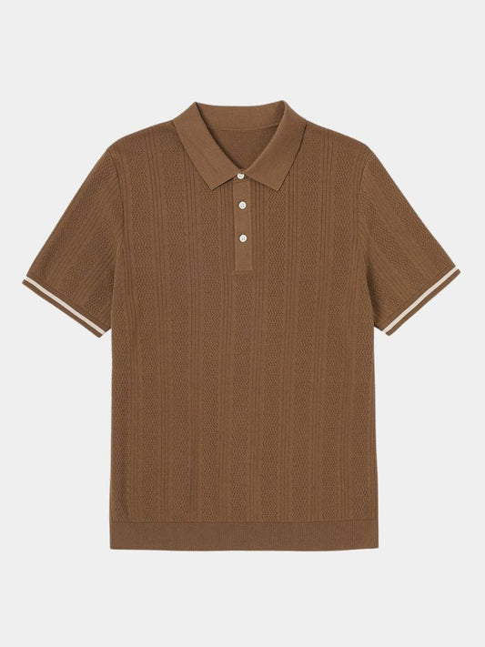 Leo | Braunes Poloshirt mit Struktur