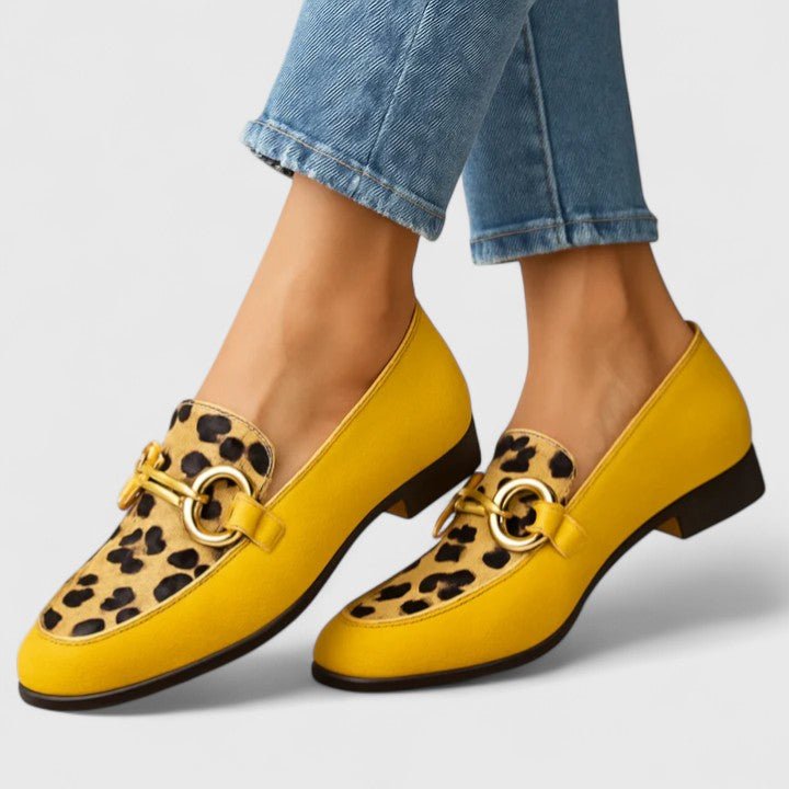 Lena | Gelber Loafer mit Animalprint