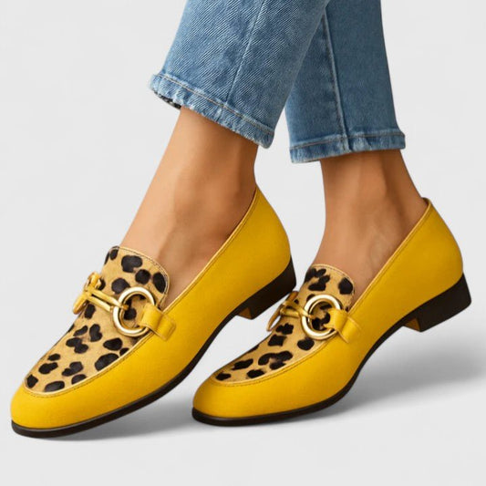 Lena | Gelber Loafer mit Animalprint