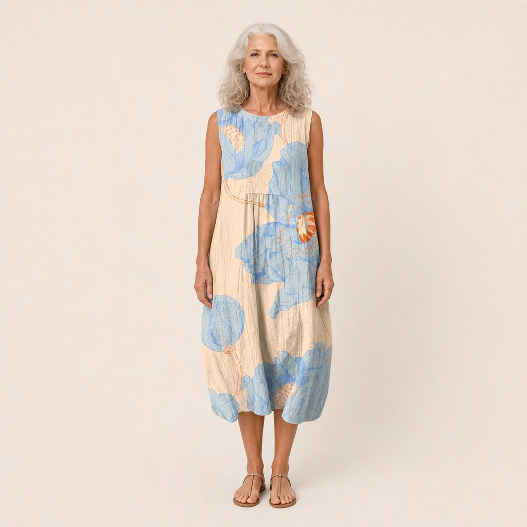 Lisbeth | Ärmelloses Sommerkleid mit großen Blüten