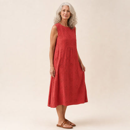 Antje | Ärmelloses Sommerkleid in Rot