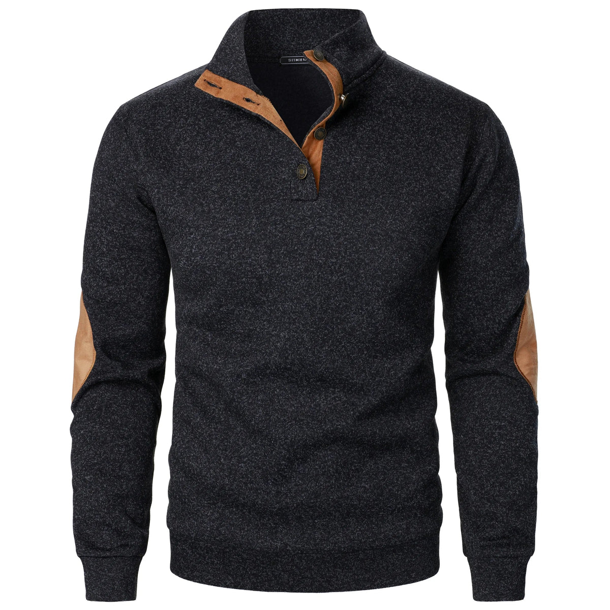 Lukas | Anthrazitfarbener Strickpullover mit Troyerkragen