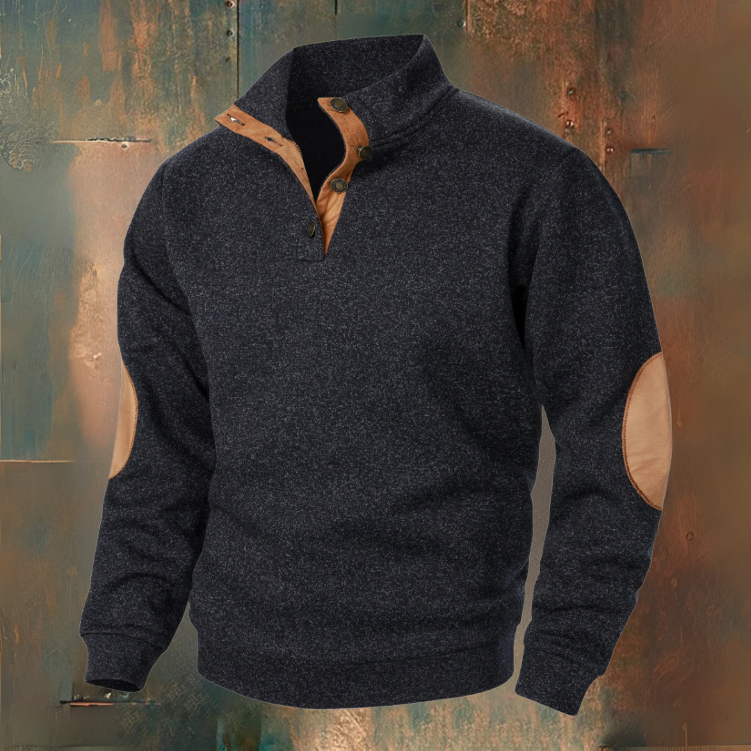 Lukas | Anthrazitfarbener Strickpullover mit Troyerkragen