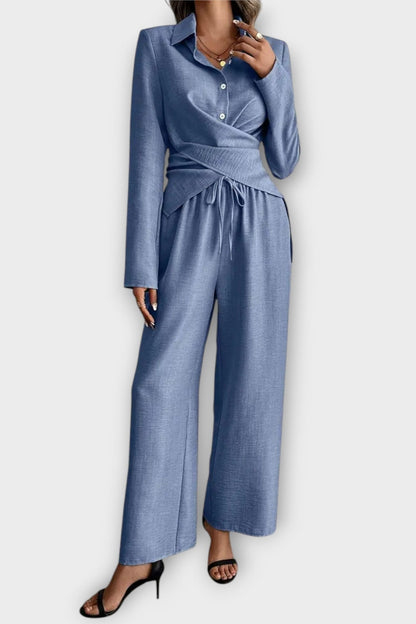 Olivia | Wickeloberteil & weite Hose Set