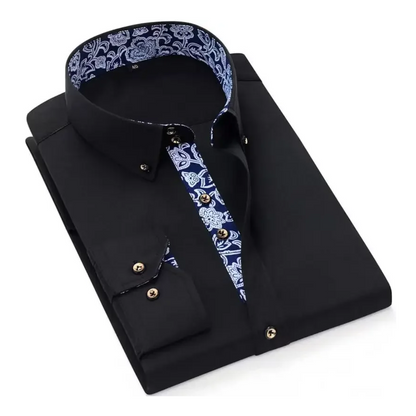 David | Schwarzes Hemd mit Kontrastdetails